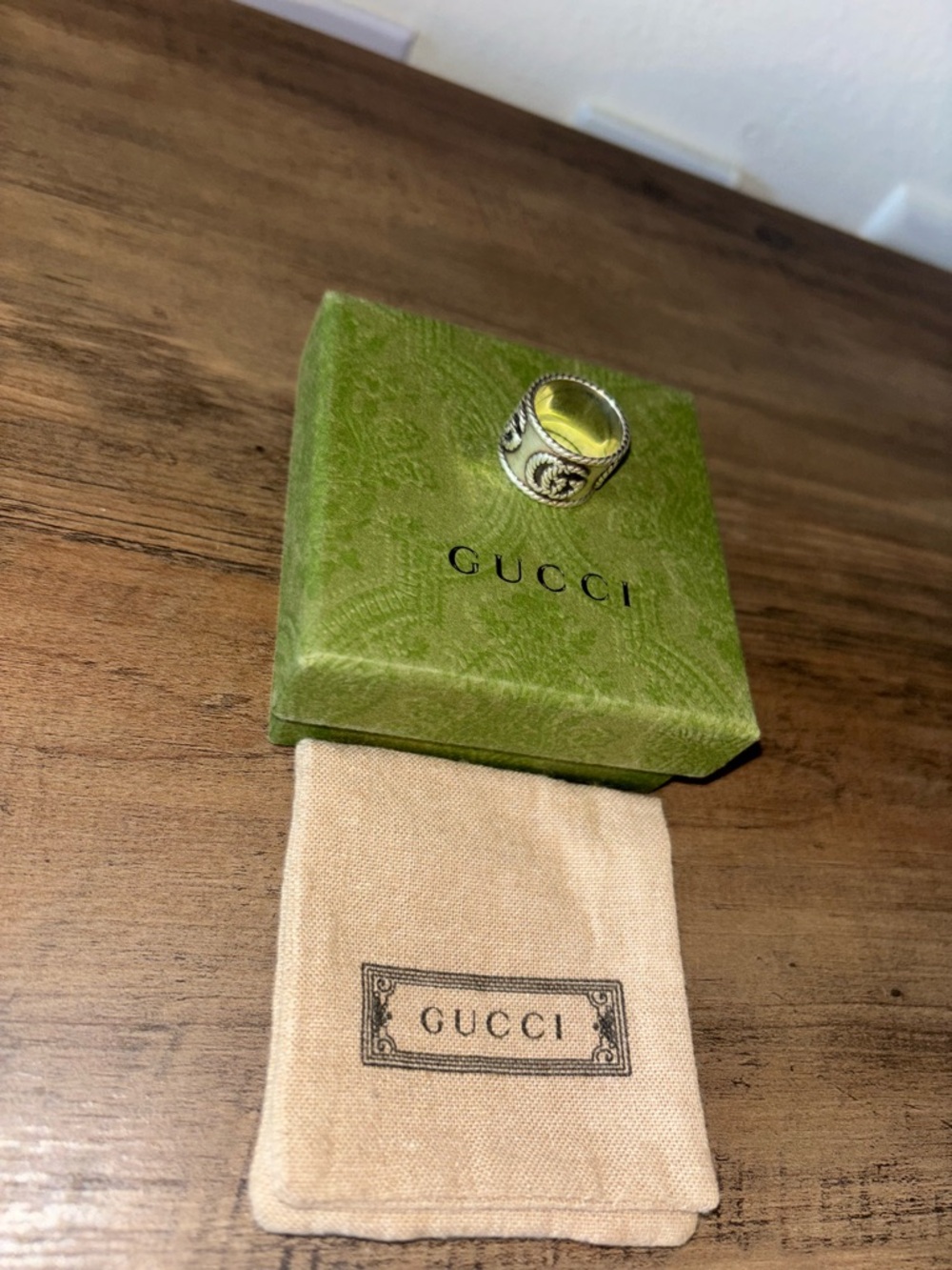 Gucci Silver Logo Band Ring - Gucci Box and Dust bag Included